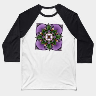 Pretty purple flower mandala Baseball T-Shirt